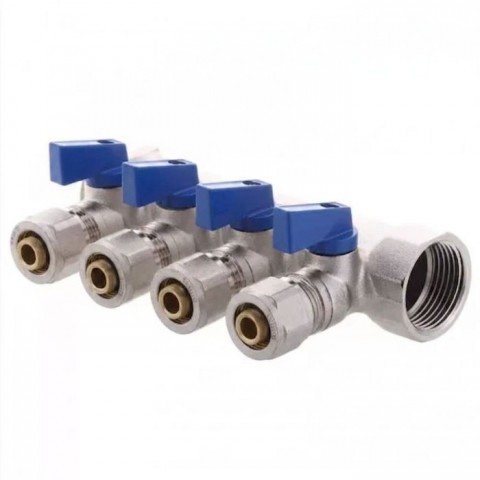 Колектор 3/4" з кульовими кранами KR.1125 на 4 виходи