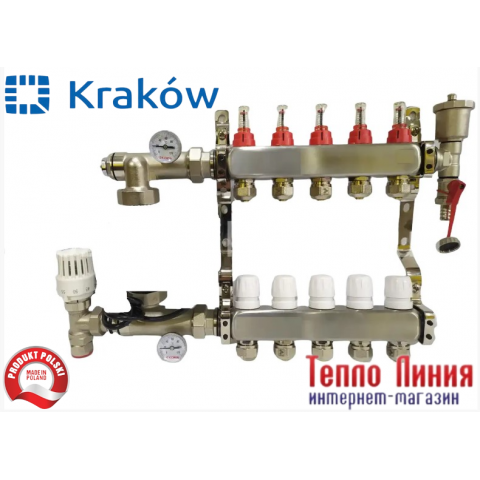 Колектор для теплої підлоги Krakow на 2 виходи (Польща)