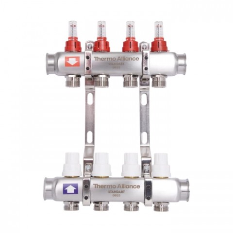 Колектор Thermo Alliance STANDART на 4 виходи (SD0044) з витратомірами Колектор Thermo Alliance STANDART на 4 виходи (SD0044) з витратомірами