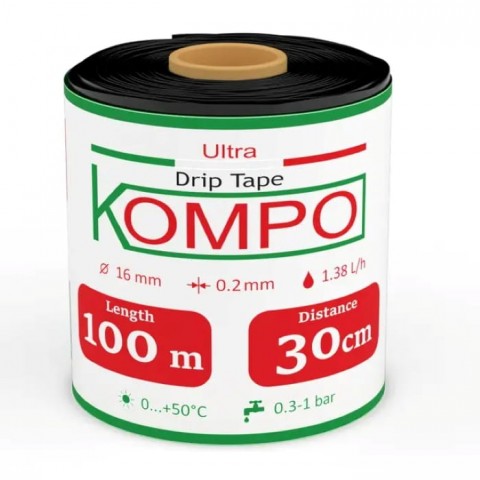 Емітерна крапельна стрічка Kompo Ultra Drip 8 mill 30 см (100 м)