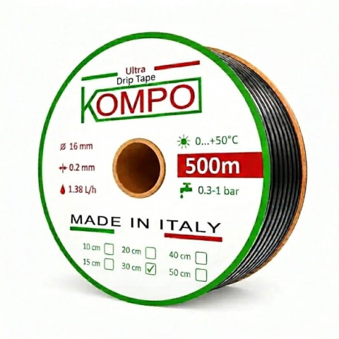 Емітерна крапельна стрічка Kompo Ultra Drip 8 mill 30 см (500 м)