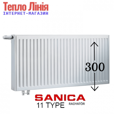 Сталевий радіатор Sanica 11 тип 300/2000 (нижнє підключення) Туреччина