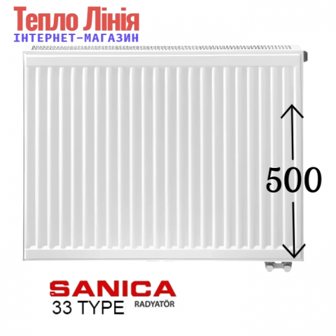 Сталевий радіатор Sanica 33 тип 500/700 (нижнє підключення) Туреччина
